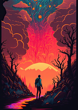 Man on a trek AI Art