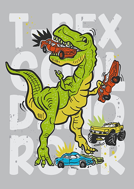 Funny Dinosaur eating Cars