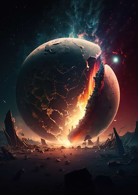 destroyed planet in space