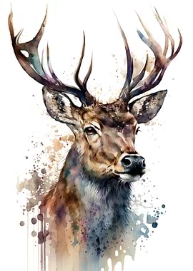 Deer in watercolor