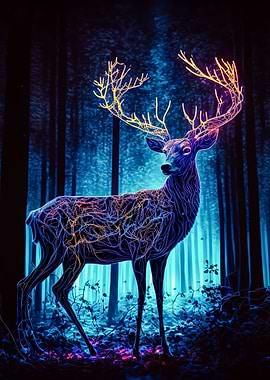 Deer Neon Glowing