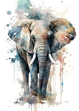 Elephant in watercolor