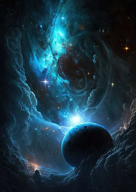 Blue Nebula Planet