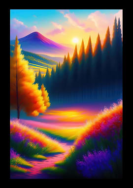 Huge Trees And Mountain