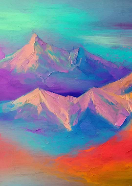 Colorful mountains paint