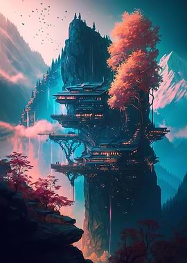 Futuristic Sakura Temple