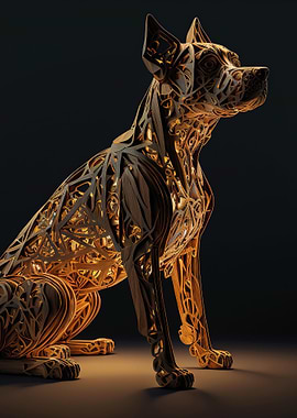 A wooden dog