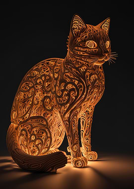 A wooden cat