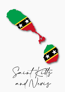 Saint Kitts Nevis Map Flag