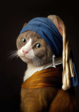 The Cat With Fish Earring