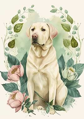 Labrador Floral Portrait