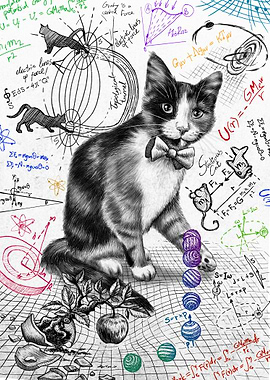Cat Studying Gravity W