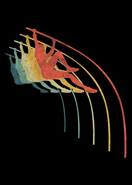 Pole Vault Girl Jump Retro