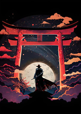 torii gate moonlight