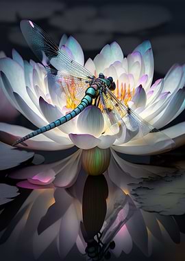 Dragonfly And Lotus