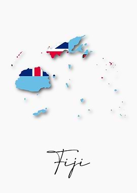 Fiji Country Map Flag