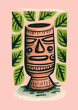 Tiki Bar Tropical Mug Face