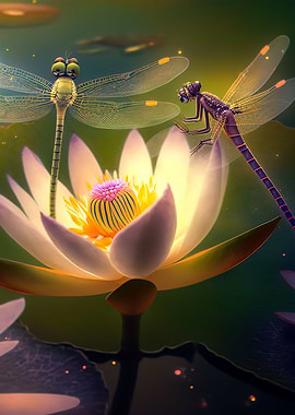 Dragonfly And Lotus
