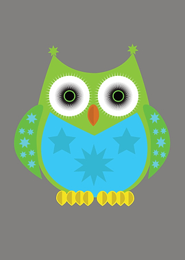 Star Owl Green Blue