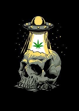 ufo smokes weed on skull