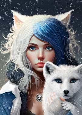 Girl and the white fox
