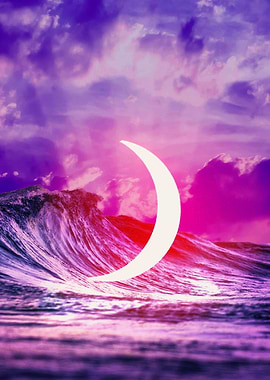 Moon Floating on the sea