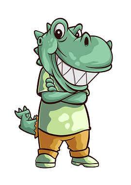Cartoon dinosur with smile
