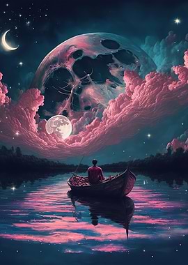 Landscape Boat Moon