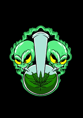 Alien smoking a marijuana