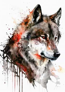 Wolf Portrait Watercolor