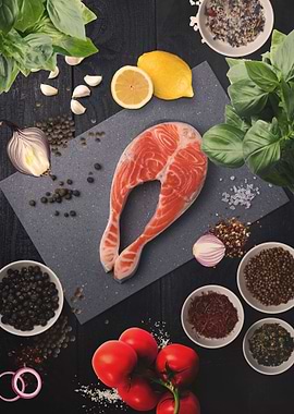 Salmon steak preparation