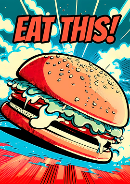 Tasty Cartoon Burger Art