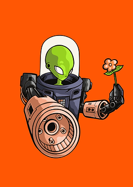 Alien cartoon carrying