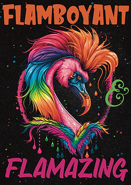 flamingo with crazy hair