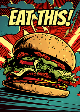 Tasty Cartoon Burger Art