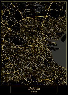 Dublin Ireland Gold Map