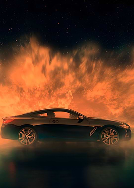 BMW m8 sunset