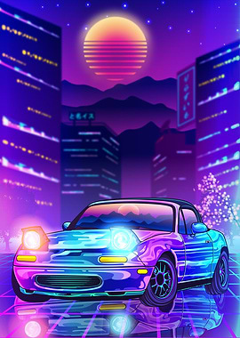 MX5 Miata Synthwave City