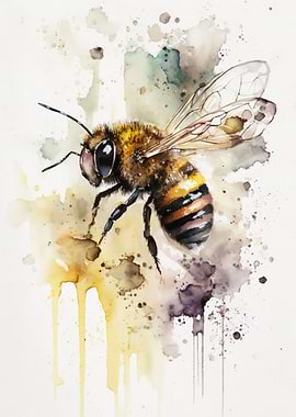 Buzzing Bee Watercolor