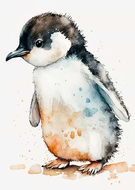 Cute watercolour penguin