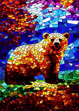 Bear Stained Glass Style