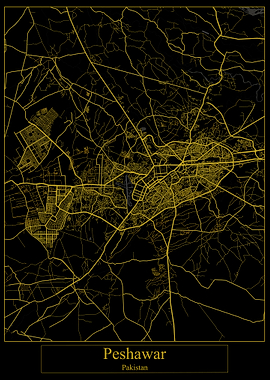 Peshawar Pakistan Gold Map