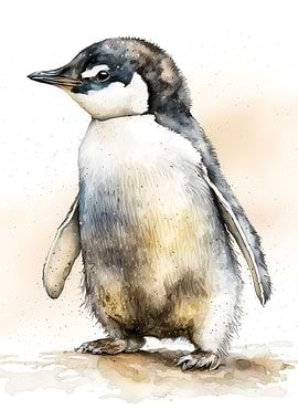 Cute watercolour penguin