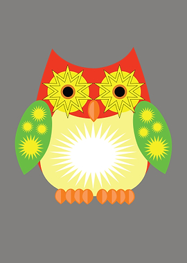 Star Owl Red Yellow Green