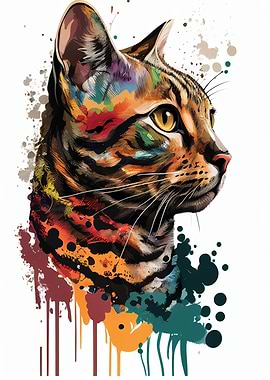 Colorful Bengal Cute Cat