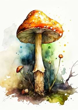 watercolor mushroom