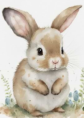 watercolor cute rabbit