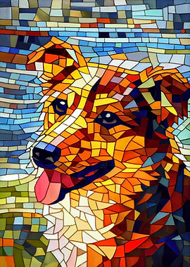 Dog 2 Stained Glass Style