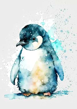 Cute watercolour penguin