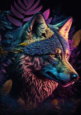 colorful abstract wolf